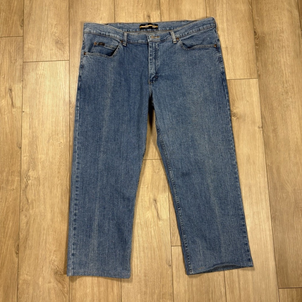 Lee Regular Fit Straight Leg Light Blue Wash Denim Jeans Mens 40x29 Measurements